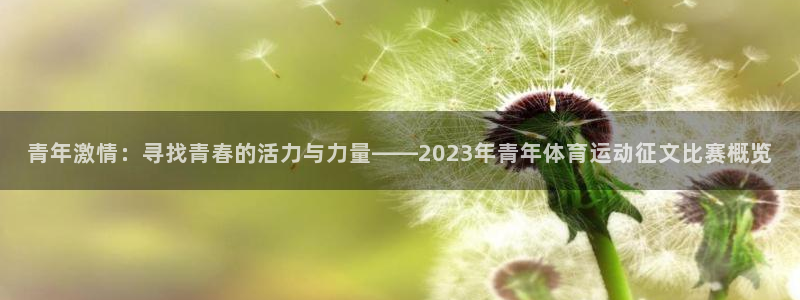意昂4平台注册：青年激情：寻找青春的活力与力量——2023年青年体育运动征文比赛